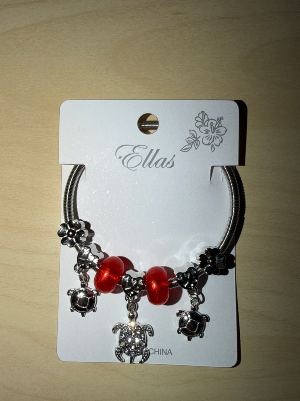 Bracelet with Beads and Turtle Charms